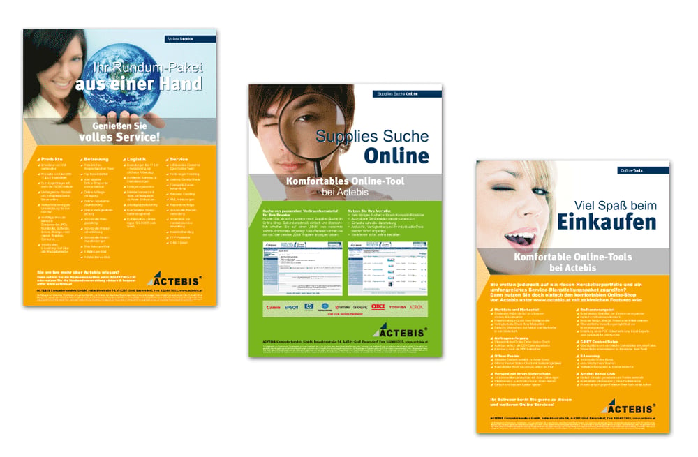 3 ganzseitige Inserate Actebis