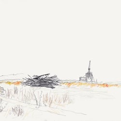Brachland zwischen Wall und Loch, Abbaubagger