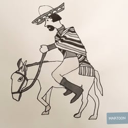 Tag 28: Ay caramba! Hier reitet ein Mexikaner, auf einem Esel in Richtung Ziel.