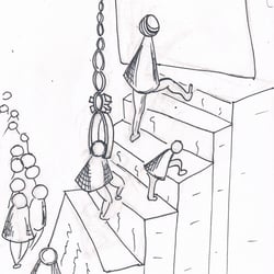 Akt die Treppe hinaufgehend
