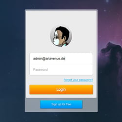 Loginpage with example photo which is my own illustration