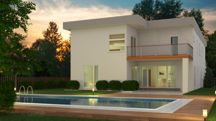 3D Visualisierung, Das privat Haus, Nacht