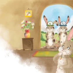 Lustiges Kinderbuch der eine Hasenfanmile  Illustration