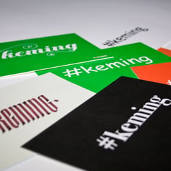 Kerning postcards with the official hashtag, #keming