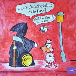 Eine Parodie auf Joscha Sauers „Tod und Pudel“ von nichtlustig. Wird jetzt der Pudel schwach?
