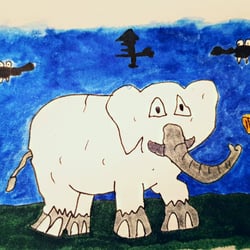 Ein Elefant verkleidet als Gespenst. Was es nicht alles gibt. Wie findet Ihr es?