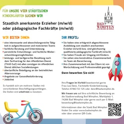 Stellenausschreibung für die Bad Wimpfener Kindergärten