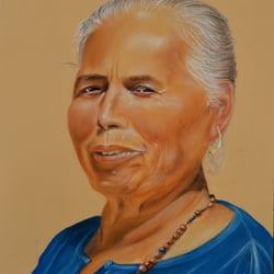 Pastellmalerei auf Papier – Eine Schamanin aus Mexiko – 50 cm x 65 cm