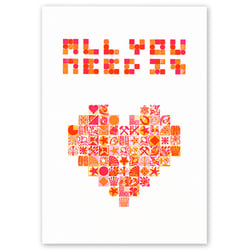 Bleisatz-Karte DIN A5 »All you need is love«, zweifarbig mit Schmuckelementen