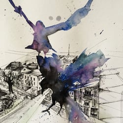 Aquarell und Tusche