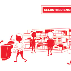Figuren mit Hintergrund für Elektrogroßhandel-Jubiläumsfilm