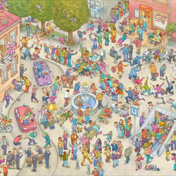 Mobile Zombies. Kunde:Athesia Verlag. Wimmelbild Puzzle