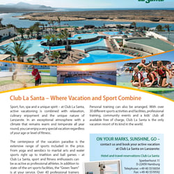 Gestaltung eines Advertorials für den Club La Santa im Auftrag von rabach kommunikation
