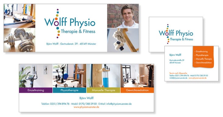 Geschäftsausstattung für eine Physiotherapie-Praxis