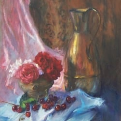 Stilleben mit Sauerkirschen 45×55, 2003