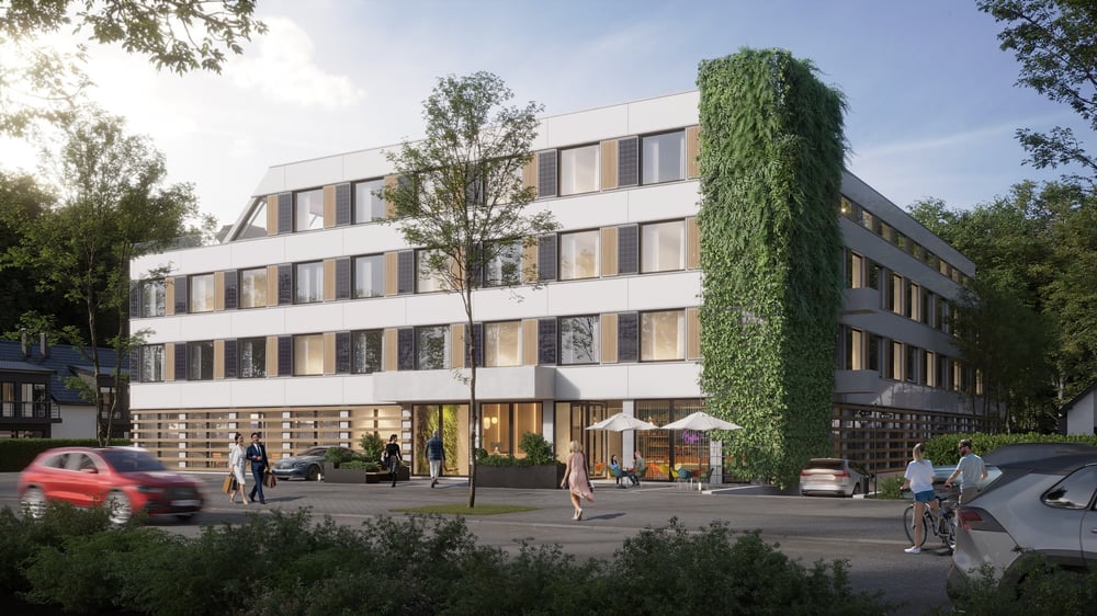 3D-visualisierung eines Bürogebäudes in Frankfurt