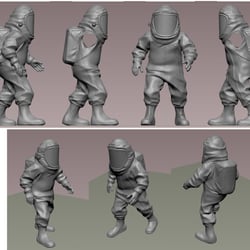 Feuerwehr Figur im Chemieschutzanzug (3D Daten für Produktion)