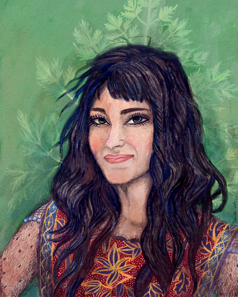 Sopia Boutella Portrait, Gouache