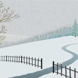 Landschaft im Schneesturm