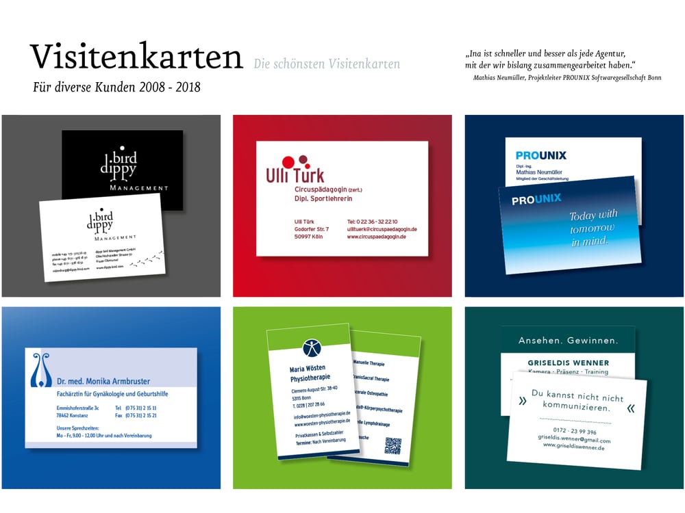 Visitenkarten für diverse Kunden