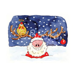 Schweinachtsmann und heiliges Huhn