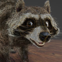 Waschbär-3D-Modell, facial mocap proxy (Kunde: AnomalyVideo, für AffinitySteel Superbowl Ads)