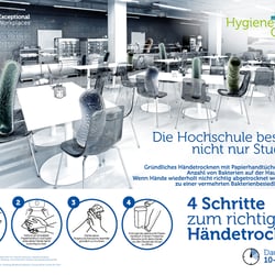 Composing eines Keyvisuals für richitige Handhygiene an Universitäten für Kimberly-Clark Professional