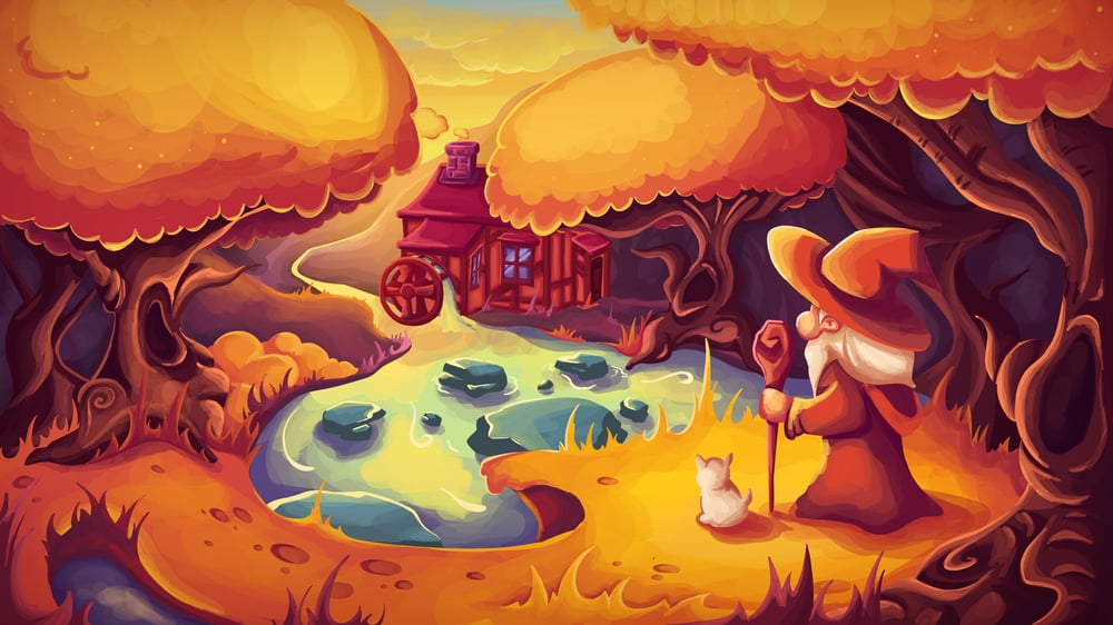 Illustration „Wanderer im Wald“