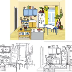 Raum-Skizze, -Clean-up, -Final