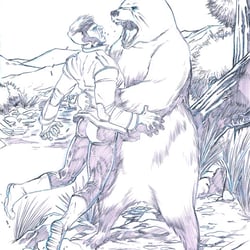 Animal Man im Kampf gegen einen Bären