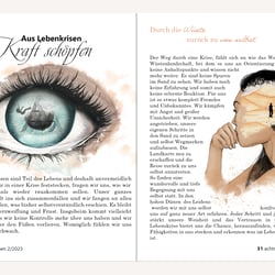 Editorial – Illustration & Grafik – Doppelseite – Thema: Aus Lebenskrisen Kraft schöpfen