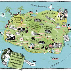 Insel karte Illustration Nordseeinsel Föhr