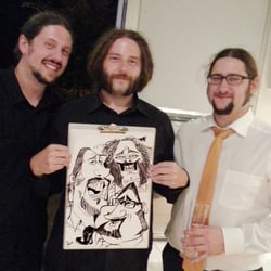 Live-Karikatur auf Papier