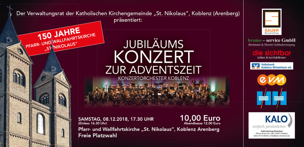 Eintrittskarte Konzert Verwaltungsrat Kirche Ko.-Arenberg