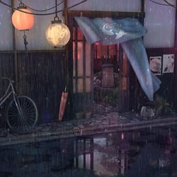 Japanese Geisha House in the rain