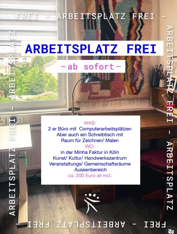 Arbeitsplatz frei in 2er Büro in der Minha Faktur in Köln Poll: Foto 1