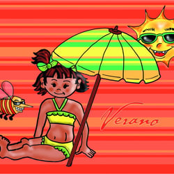 Illustrationen für eine Kindermodenfirma, Wandgestaltung für den Sommer