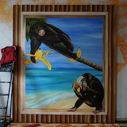 Wandmalerei auf Leinwand / Backdrop, geplant für Fotoaktionen mit Kindern