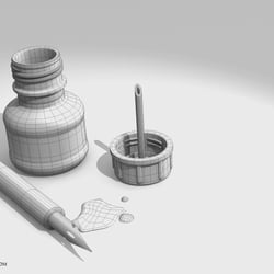 Tintenfass und Schreibfeder Wireframe