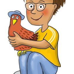 Junge und Huhn
