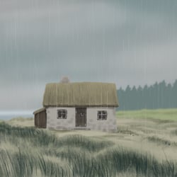 Bretonische Landschaft im Gewitterregen