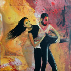 Bachata Fusion, 75×115cm, Mischtechnik auf Leinwand