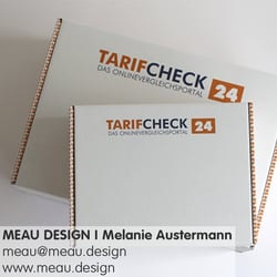 Verpackungsdesign / Packaging – Versandkartons für TarifCheck24, Detailaufnahme