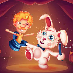 Illustration „Der Zauberer und sein Assistent“