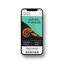 CI für die Strings Factory | Musikinstitut für Streichinstrumente – Webdesign mobil