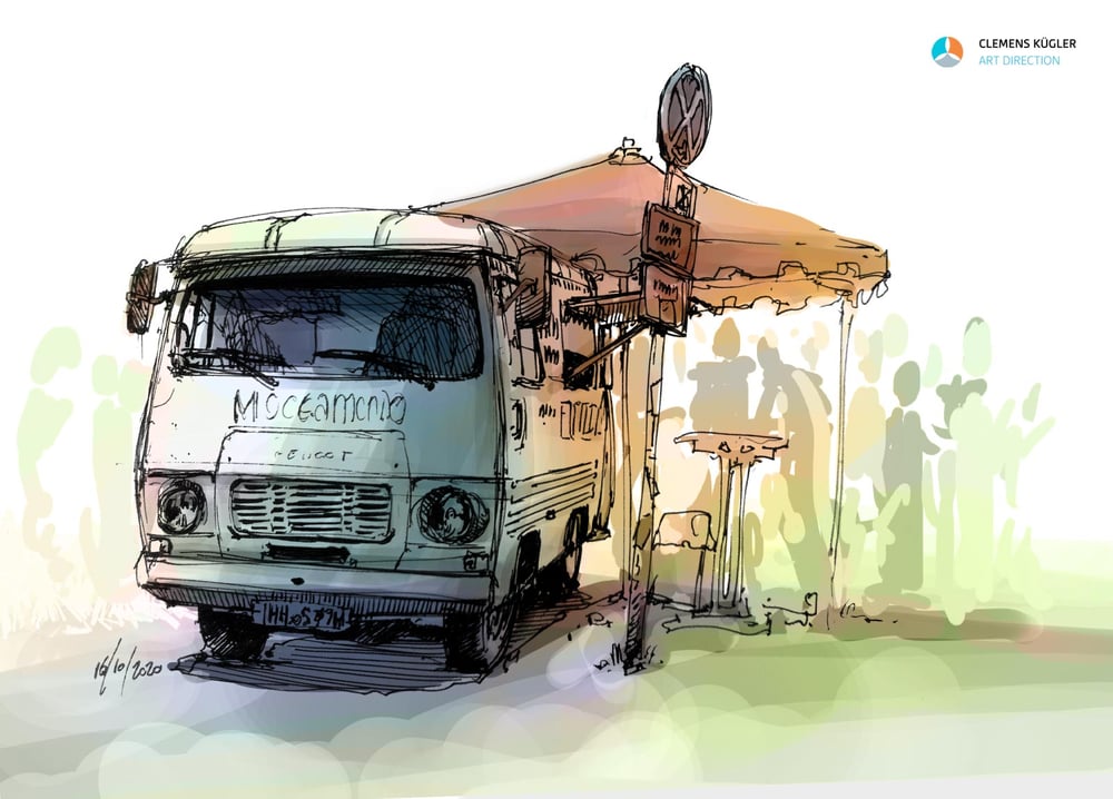 Analoge Illustration digital koloriert
