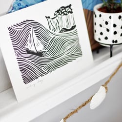 Linoldruck „wavy bay“/ Wandbild