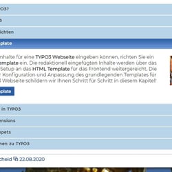 Navigation innerhalb der Seite über Accordions mit Text, Button und Bild