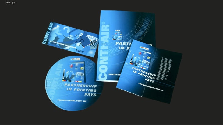 Ernest Bisaev     ContiTech Drupa 2000, Drucktücher Werbemittel , Layout, Illustration, 2000  (Im Auftrag der Hamberg GmbH)