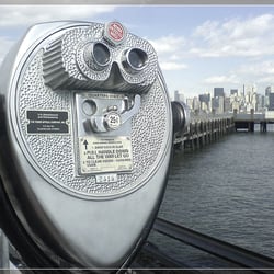 New York : Blick von Liberty Island Richtung Manhattan